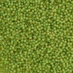 Toho Round Seed Bead 11/0 Jonquil Inside Color Lined Matte Green 2.5-inch Tube (946F)