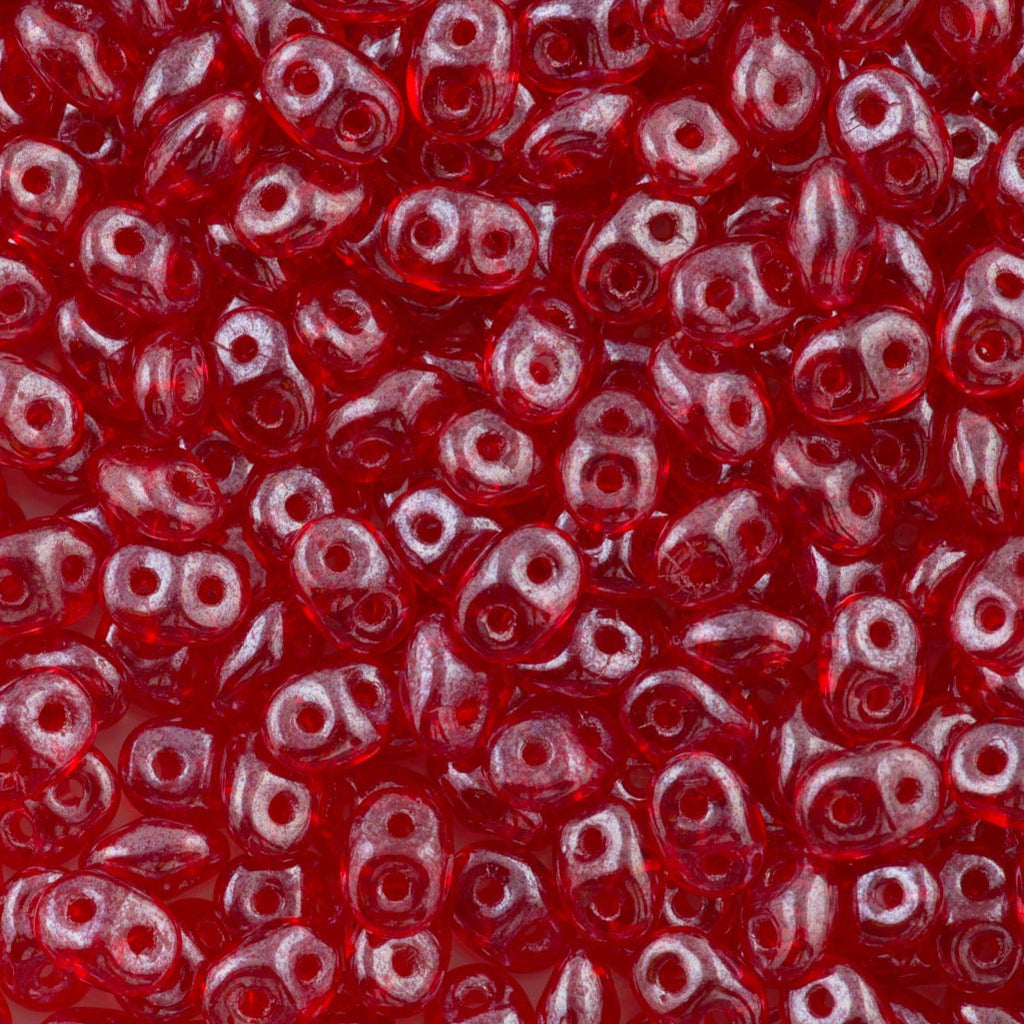 Super Duo 2x5mm Two Hole Beads Ruby Luster 22g Tube (90080L)