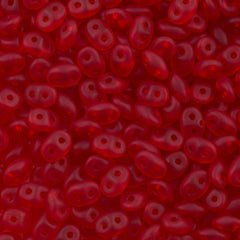 Super Duo 2x5mm Two Hole Beads Matte Siam Ruby 22g Tube (90080M)