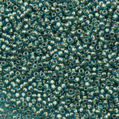 50g Toho Round Seed Bead 11/0 Inside Color Lined Gold Green (284)