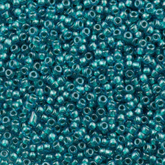 50g Toho Round Seed Bead 11/0 Caribbean Blue Inside Color Lined Mint (377)