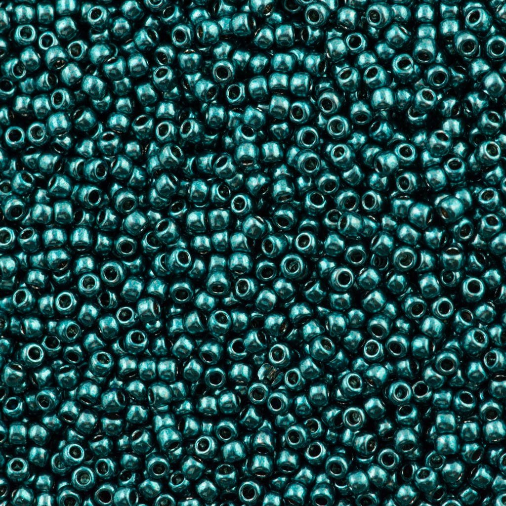 50g Toho Round Seed Beads 11/0 Higher Metallic Teal Hematite (519)