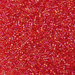 Miyuki Delica Seed Bead 11/0 Transparent Strawberry AB 2-inch Tube DB172