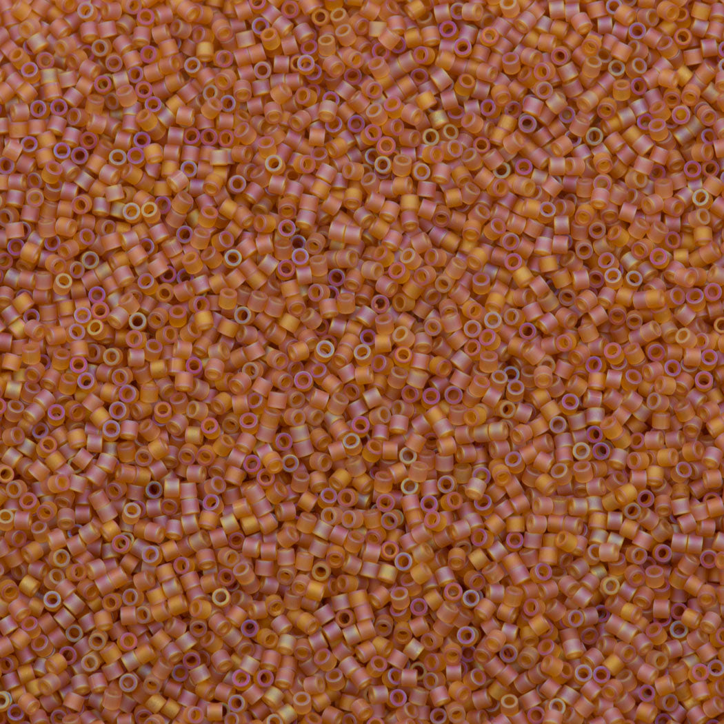 Miyuki Delica Seed Bead 15/0 Matte Transparent Dark Topaz AB 2-inch Tube DBS866