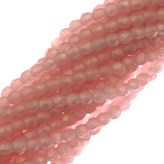 100 Czech Fire Polished 2mm Round Bead Sueded Gold Milky Pink (71010MSG)