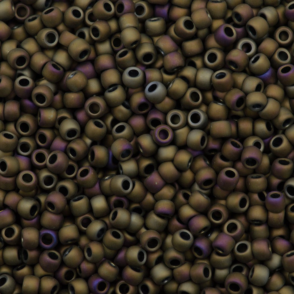 50g Toho Round Seed Bead 6/0 Opaque Matte Olive Iris (614)