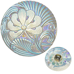 Czech 18mm Transparent AB Pincushion Flower Glass Button