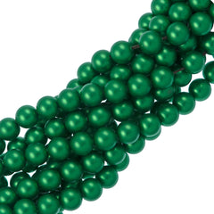 100 TRUE CRYSTAL 6mm Round Eden Green Pearl Beads