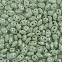 Super Duo 2x5mm Two Hole Beads Prairie Green Luster 22g Tube (14457)