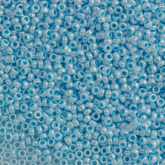 Miyuki Round Seed Bead 15/0 Aqua Lined White Pearl 2-inch Tube (430)