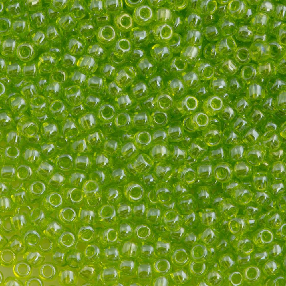 50g Toho Round Seed Bead 11/0 Transparent Lime Green Luster (105)