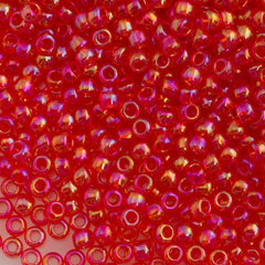 50g Toho Round Seed Bead 11/0 Transparent Siam Ruby AB (165B)