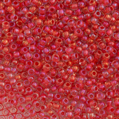 50g Toho Round Seed Bead 11/0 Inside Color Lined Poppy Red Luster (185)
