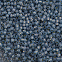 Toho Round Seed Bead 11/0 PermaFinish Silver Lined Milky Montana Blue 2.5-inch Tube (2102PF)