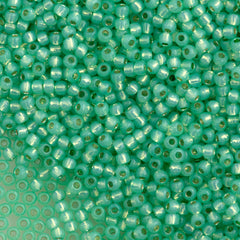 Toho Round Seed Bead 11/0 PermaFinish Silver Lined Milky Peridot 2.5-inch Tube (2103PF)