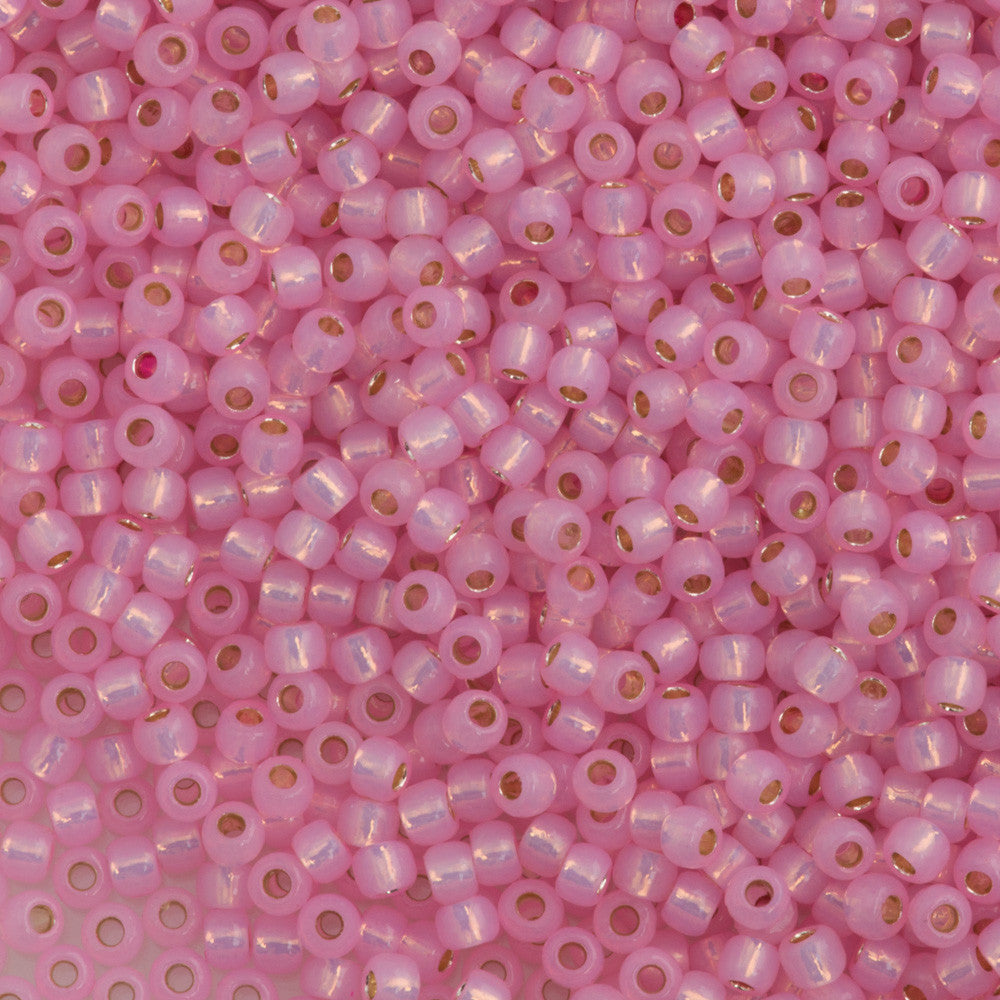 Toho Round Seed Bead 11/0 Gold Luster Transparent Pink 19g Tube (421)