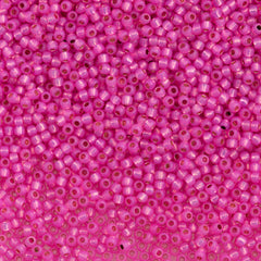 Toho Round Seed Bead 11/0 PermaFinish Silver Lined Milky Hot Pink 2.5-inch Tube (2107PF)