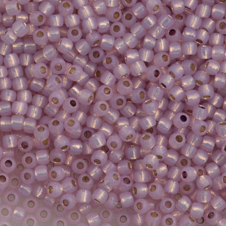 50g Toho Round Seed Bead 11/0 Permanent Finish Silver Lined Light Milky Amethyst (2121PF)