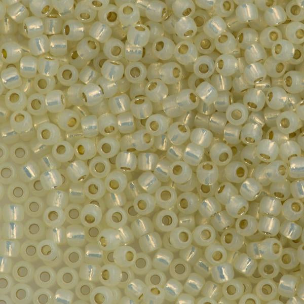 50g Toho Round Seed Bead 11/0 Permanent Finish Silver Lined Milky Light Jonquil (2125PF)