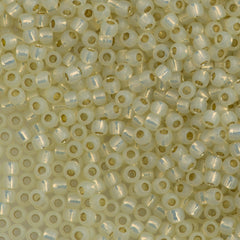 Toho Round Seed Bead 11/0 Permanent Finish Silver Lined Milky Light Jonquil 19g Tube (2125PF)