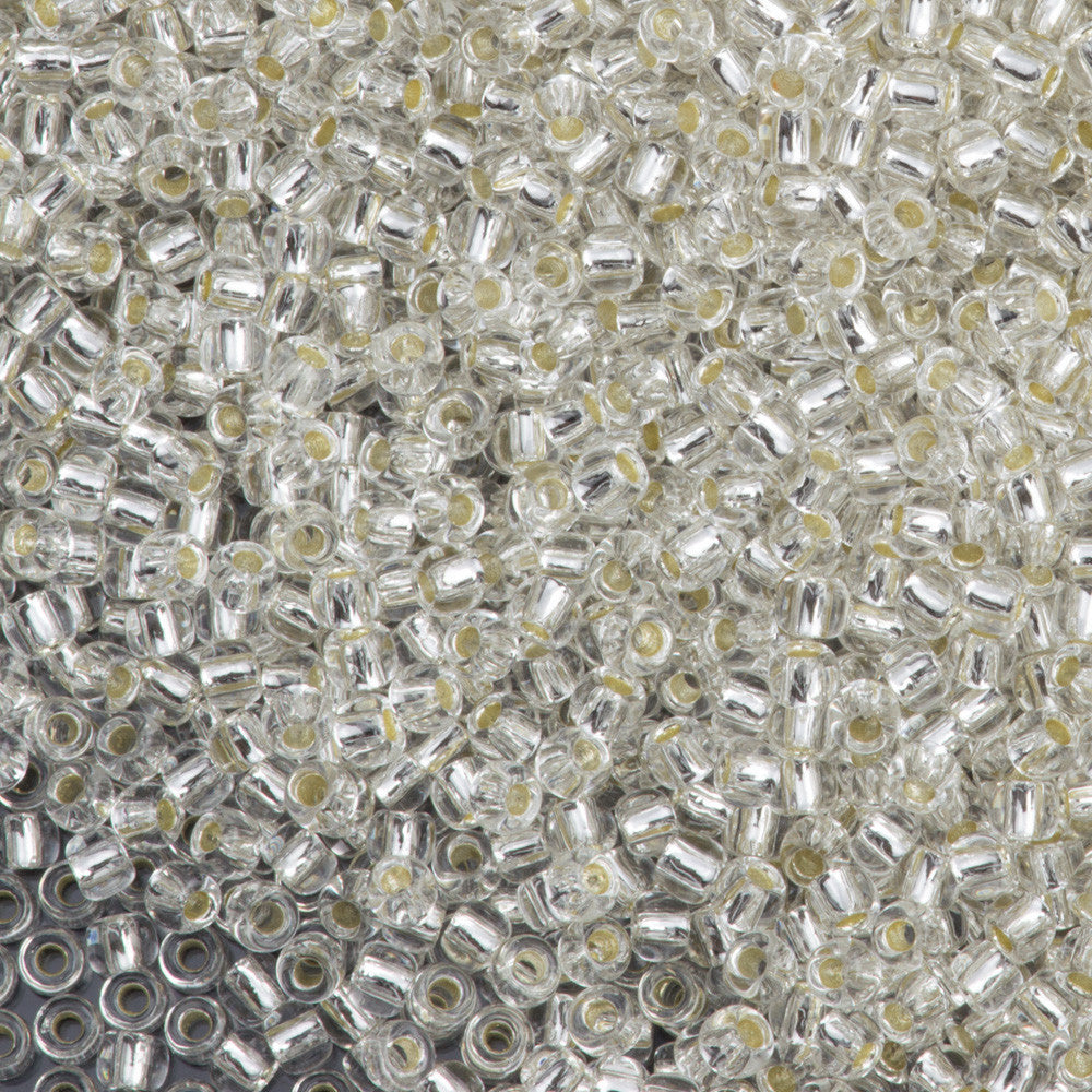50g Toho Round Seed Bead 11/0 Permanent Finish Silver Lined Crystal (21PF)