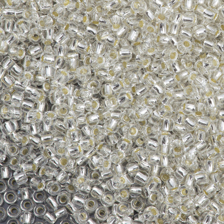 50g Toho Round Seed Bead 11/0 Permanent Finish Silver Lined Crystal (21PF)