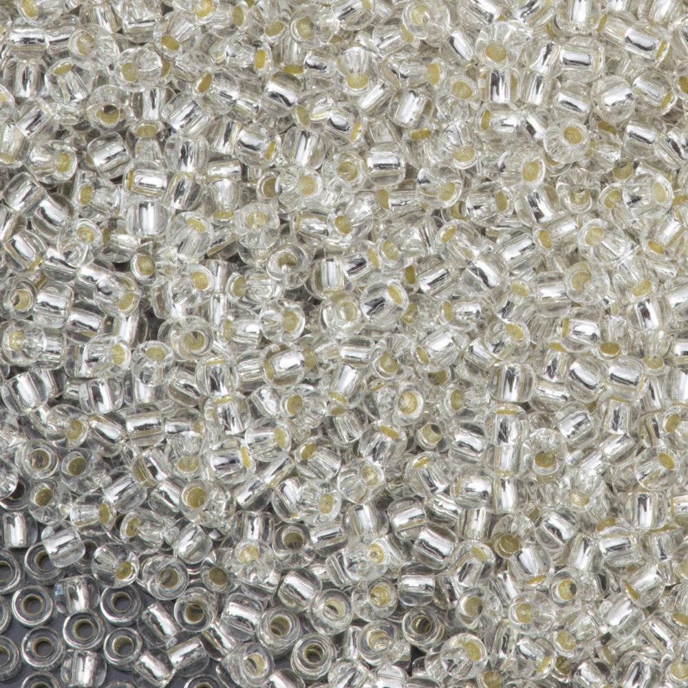 50g Toho Round Seed Bead 11/0 Permanent Finish Silver Lined Crystal (21PF)