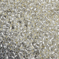 50g Toho Round Seed Bead 11/0 Permanent Finish Silver Lined Crystal (21PF)