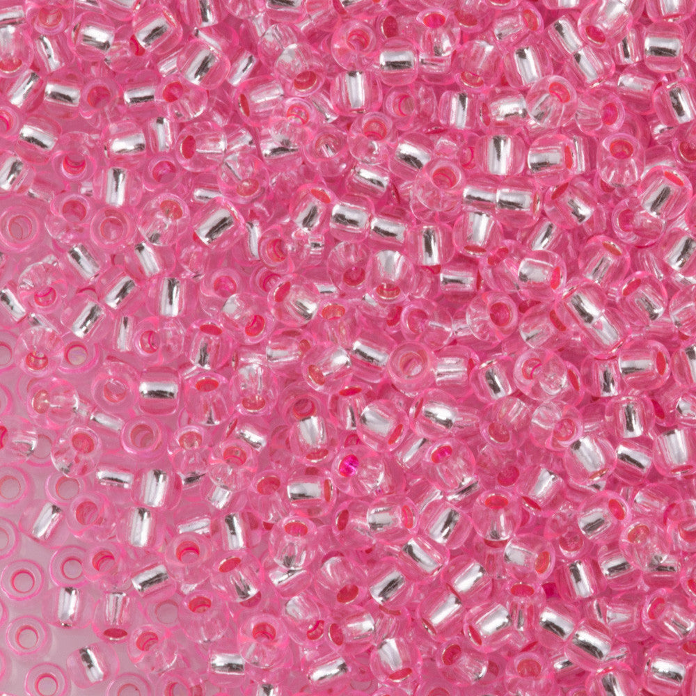 Toho CUBE Seed Beads 4mm AQUA BUBBLE GUM PINK LINED