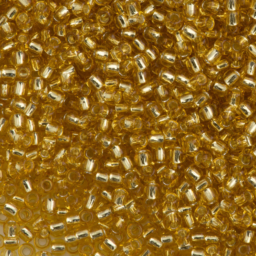 Toho Round Seed Bead 11/0 Permanent Finish Silver Lined Gold 19g Tube (22PF)