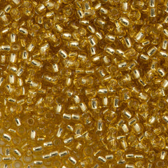 Toho Round Seed Bead 11/0 Permanent Finish Silver Lined Gold 19g Tube (22PF)
