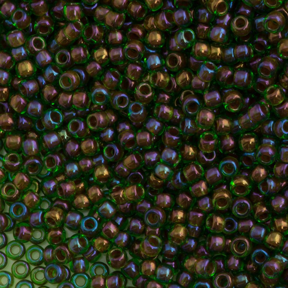 50g Toho Round Seed Beads 11/0 Inside Color Lined Bronze Green (247)