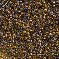 50g Toho Round Seed Bead 11/0 Topaz Inside Color Lined Navy Blue (276)