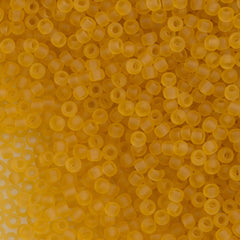 Toho Round Seed Bead 11/0 Transparent Matte Medium Amber 2.5-inch Tube (2BF)