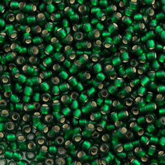 50g Toho Round Seed Bead 11/0 Silver Lined Transparent Matte Emerald (36F)