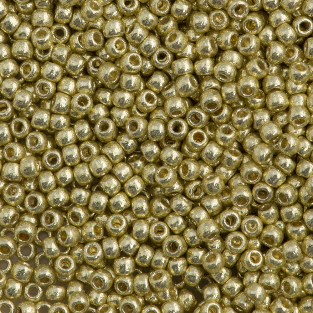 Toho ROUND 11/0 Seed Beads PERMAFINISH GALVANIZED OLD GOLD (2.5 tube)