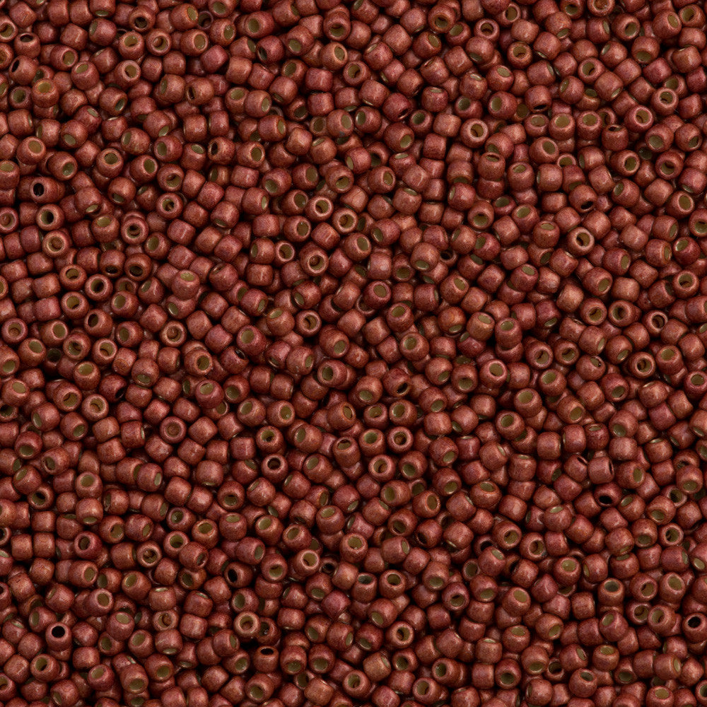 Toho Round Seed Bead 11/0 PermaFinish Matte Galvanized Brick Red 2.5-inch Tube (564PFF)