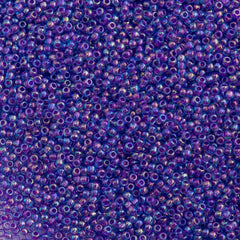 50g Toho Round Seed Bead 11/0 Aqua Inside Color Lined Purple AB (776)