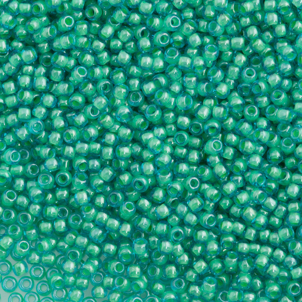 Toho Round Seed Bead 11/0 Inside Color Lined Aqua Blue 2.5-inch Tube (954)