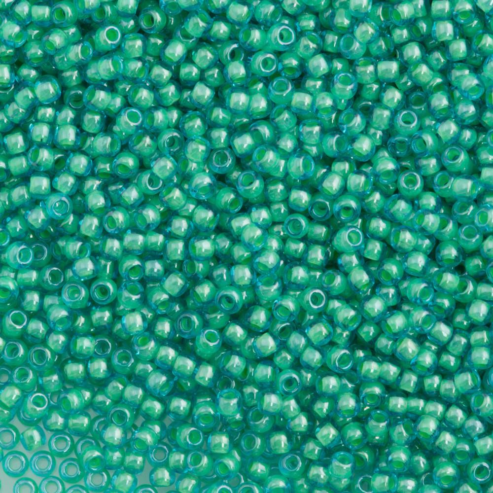 50g Toho Round Seed Bead 11/0 Inside Color Lined Aqua Blue (954)