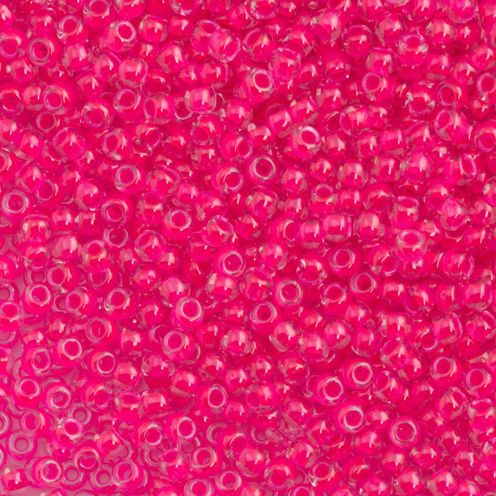 Toho Round Seed Bead 6/0 Luminous Neon Pink 2.5-inch tube (978)