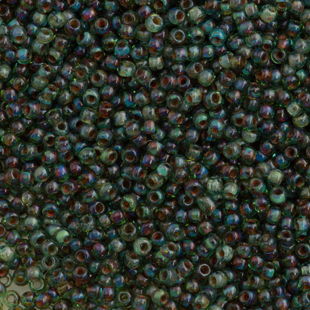 Toho Hybrid Round Seed Bead 11/0 Transparent Aquamarine Picasso 19g Tube (Y314)
