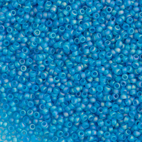 Toho Round Seed Bead 15/0 Transparent Matte Dark Caribbean AB 2.5-inch Tube (163BF)