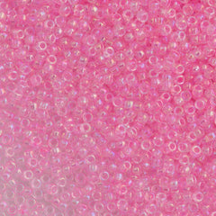 Toho Round Seed Bead 15/0 Transparent Dyed Pink AB 2.5-inch Tube (171D)