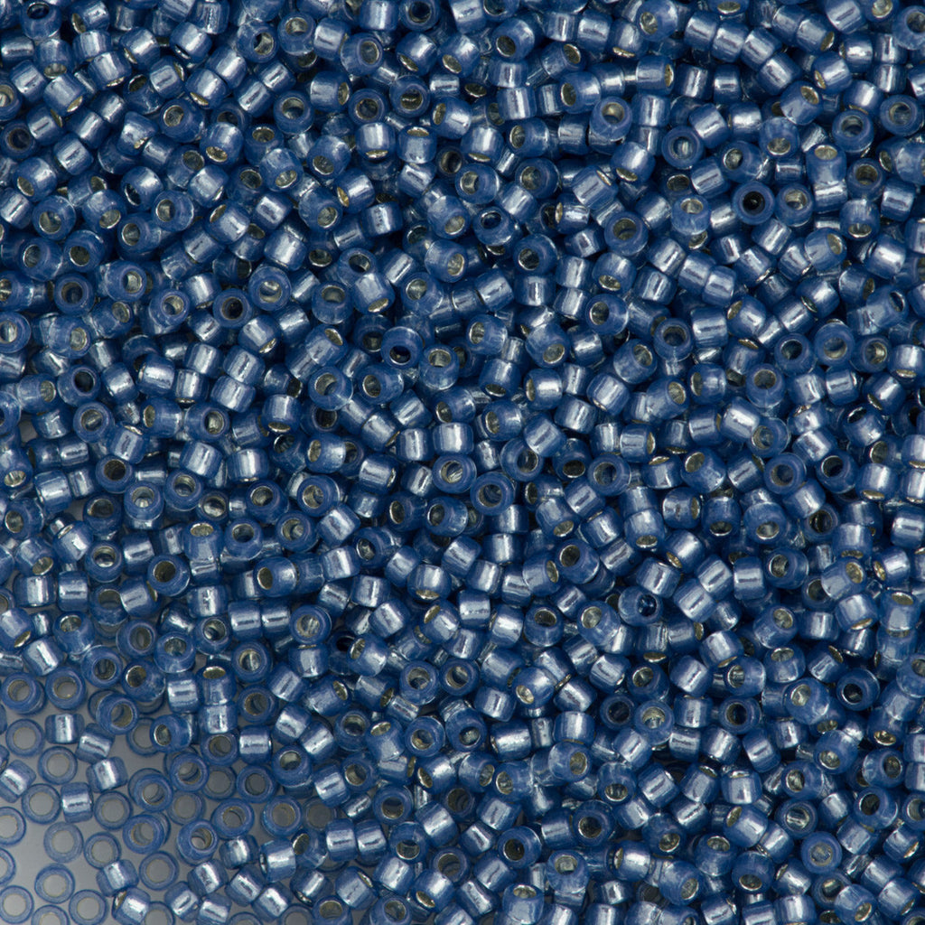 Toho Round Seed Bead 15/0 Silver Lined Milky Montana Blue 2.5-inch Tube (2102)