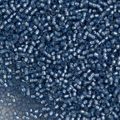 Toho Round Seed Bead 15/0 Silver Lined Milky Montana Blue 2.5-inch Tube (2102)