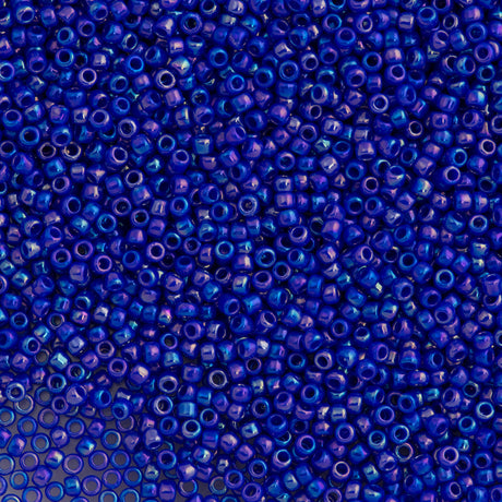 Toho Round Seed Bead 15/0 Opaque Navy Blue AB 2.5-inch Tube (408)