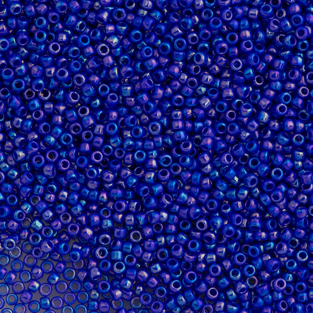 Toho Round Seed Bead 15/0 Opaque Navy Blue AB 2.5-inch Tube (408)