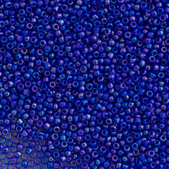 Toho Round Seed Bead 15/0 Opaque Navy Blue AB 2.5-inch Tube (408)