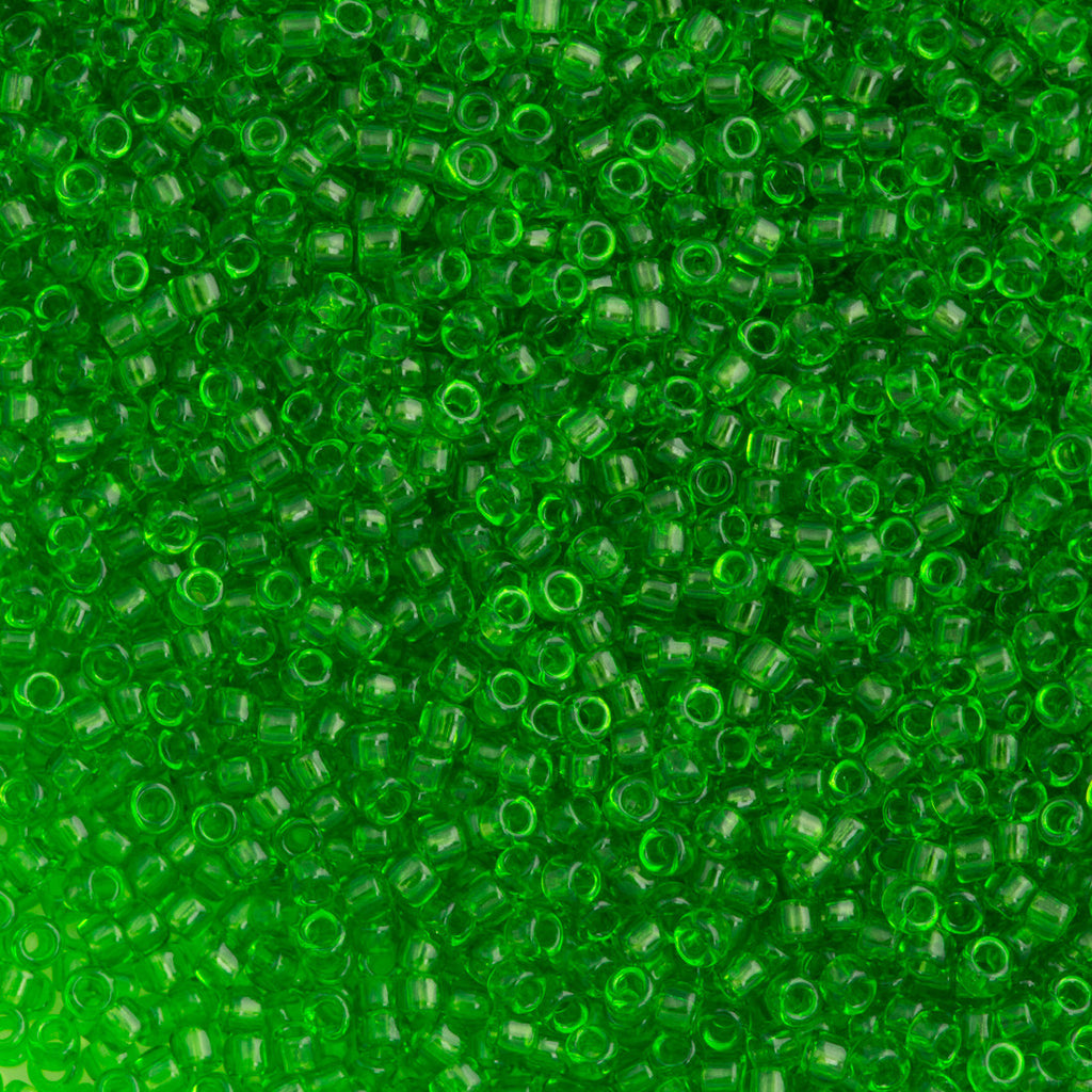 Toho Round Seed Bead 15/0 Transparent Green 2.5-inch Tube (7)